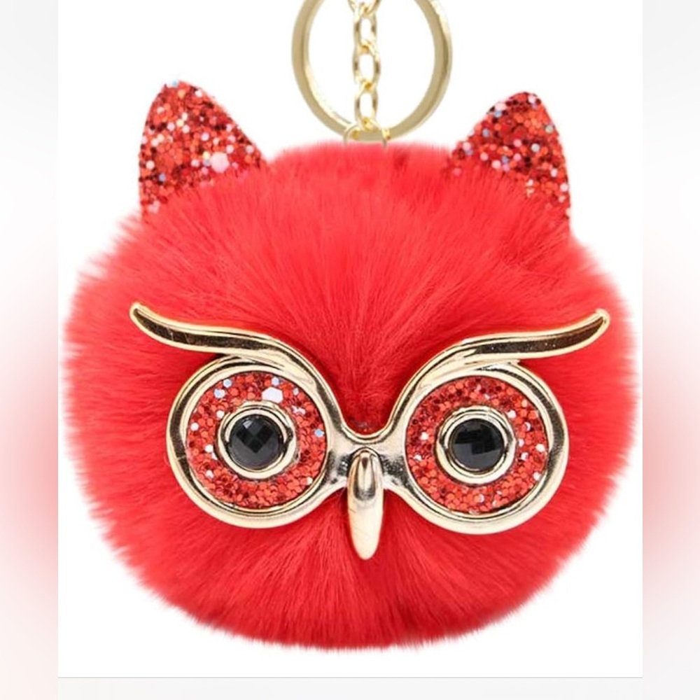 Owl pom-pom keychain bag charm 🦉